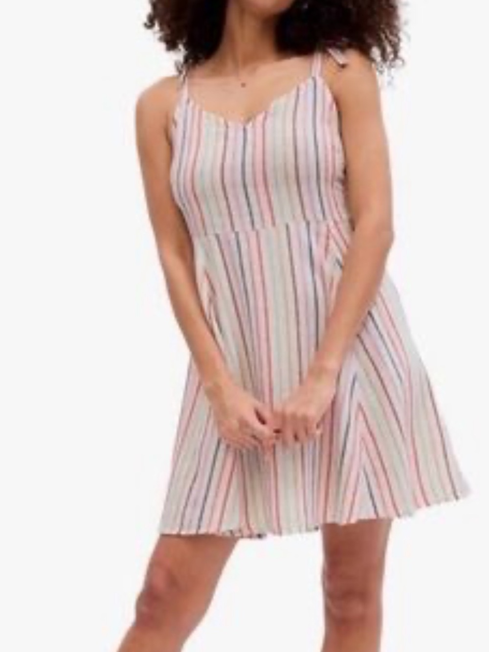 GAP Striped linen blend Tie-Shoulder Mini Dress - Pink, Blue, Green